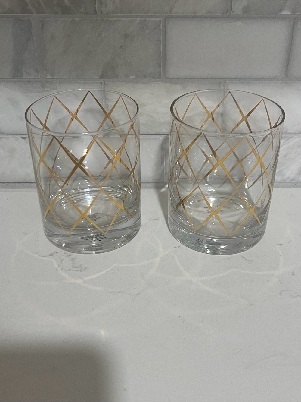 kate spade Clear Glass Tumblers with Gold Lattice - Set of 2
